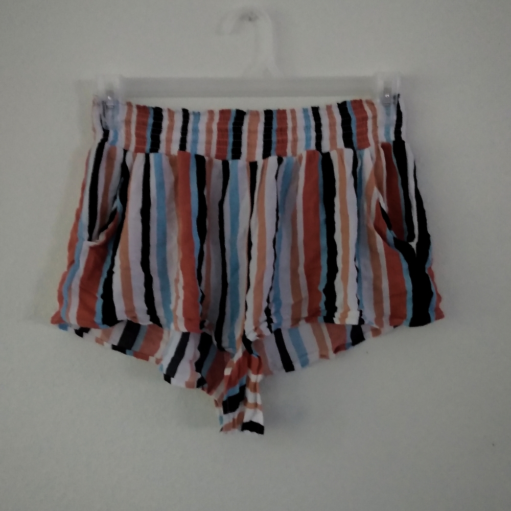 High-waisted striped shorts
